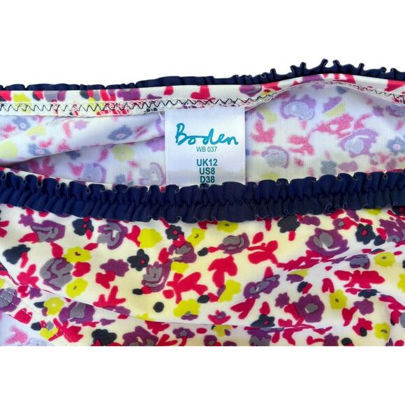 Boden Floral Ruffle Bikini Set | Sz 36B top, 8 bottoms | Blue, Purple, Yellow - Picture 11 of 12